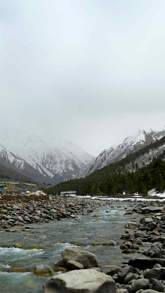 Baspa River and snow-clad mountains is the signature image of Chitkul, the last village on the Indian side of the border. 